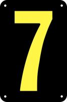 21LG39 Number Card, 7, 3In, Yllw/Blk, PK 25