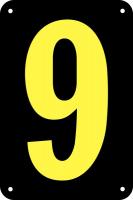 21LG41 Number Card, 9, 3In, Yllw/Blk, PK 25