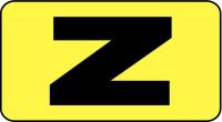 21LH76 Letter Card, Z, 5/8In, Blk/Yllw, PK 100