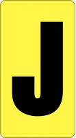 21LH96 Letter Card, J, 1In, Blk/Yllw, PK 100