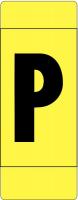 21LJ75 Letter Card, P, 1In, Blk/Yllw, PK 100
