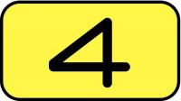 21LL36 Number Card, 4, 5/8In, Blk/Yllw, PK 100