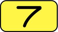 21LL39 Number Card, 7, 5/8In, Blk/Yllw, PK 100