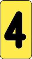 21LL72 Number Card, 4, 1In, Blk/Yllw, PK 100