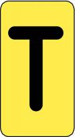 21LL97 Letter Card, T, 1In, Blk/Yllw, PK 100