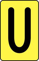 21LM35 Letter Card, U, 2In, Blk/Yllw, PK 25