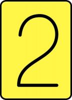 21LM43 Number Card, 2, 3In, Blk/Yllw, PK 25