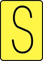 21LM69 Letter Card, S, 3In, Blk/Yllw, PK 25