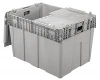 21P615 Attached Lid Container, 30x22x20.5, Gray