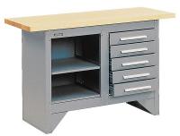 21R536 Work Station, Wood, 5 Drwrs, 54Wx20D, Gray