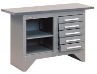 21R537 Work Station, Steel, 5 Drwrs, 54Wx20D, Gray