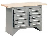 21R538 Work Station, Wood, 10 Drwrs, 54Wx20D, Gray