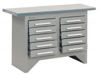 21R539 Work Station, Steel, 10 Drwrs, 54Wx20D, Gray