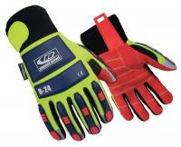 21TF69 Anti-Vibration Gloves, Hi-Vis Green, L, PR