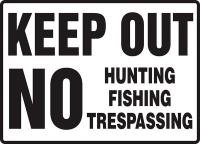 22CX66 Keep Out Sign, Plastic, 10x14 In.