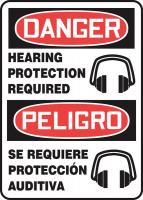 22CX92 Danger Sign, Adhsv Vinyl, 14x10 In, Bilingl