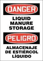 22CZ05 Danger Sign, Adhsv Vinyl, 14x10 In, Bilingl