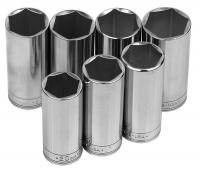 22DK58 Socket Set, Metric, 3/8 Dr, 6 Pt Deep, 7 PC
