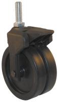 22E843 Dual Whl Swvl Cstr w/Brk, 150 lb, 4 In, PP
