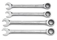 22F048 Ratcheting Wrench Set, Combo, SAE, 4 Pcs