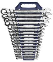 22F055 Ratcheting Wrench Set, Combo, Metric, 16 Pc