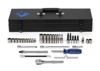 22F104 Socket Set, 1/4 In Dr, SAE, Chrome, 37 Pc