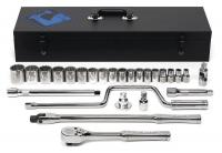 22F117 Socket Set, 1/2 In Dr, SAE, Chrome, 26 Pc