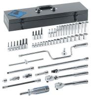 22F122 Socket Set, 3/8 In Dr, Metric, Chrome, 56 Pc