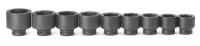 22N741 Imp Socket Set, 1 Dr, SAE, 6 Pt Std, 9 Pc