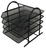 22ND09 Letter Tray, 4 Compartments, Black