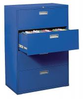 22ND49 Lateral File Cabinet, 4 Drawer, Blue
