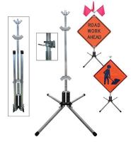 23J516 Sign Stand, Rigid and Roll-Up, Steel, 36 In