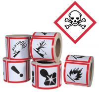 23J586 Pictogram Label, Black/Red, Glossy Paper
