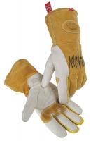 23J984 Glove, Welding, 14 In L, Tan and Gold, L, Pr