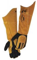 23J996 Glove, Welding, 21 In L, Blk and Gold, L, Pr