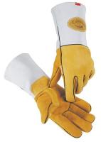 23K008 Glove, Welding, 14 In L, Gold and Gray, L, Pr