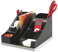 23K251 Desktop Organizer, Black/Silver, Plastic