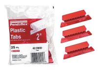 23K794 Hanging Folder Tabs, Red, Plastic, PK 25