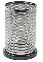 23L255 Pencil Cup, Blk/Mtl, Punched Metal/Wood
