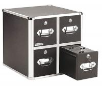 23L354 CD/DVD File w/Lock, 4-Drawer, Black