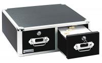 23L365 Card File Box w/Hinged Lid, Black