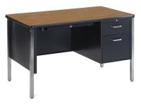 23L624 Teachers Desk, Medium Oak, Black