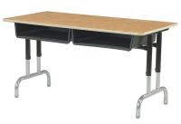 23L848 Student Desk, Medium Oak, Black