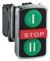 23V769 Pushbutton Head, Triple, Green/Green, Metal