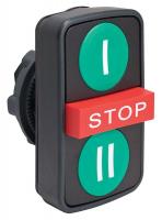 23V776 Pushbutton Head, Triple, Grn/Grn, Plastic