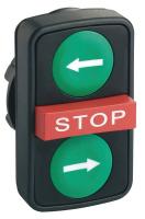 23V777 Pushbutton Head, Triple, Grn/Grn, Plastic
