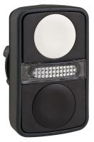 23V781 Pushbutton Head, Double, White/Blk, Plastic
