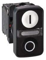 23V782 Pushbutton Head, Double, White/Blk, Plastic