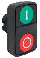 23V783 Pushbutton Head, Double, White/Blk, Plastic