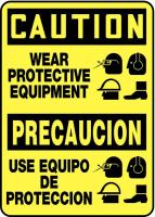 23Y024 Safety Sign, Wear Protective EquipPlastic